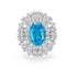 S925 silver high carbon diamond aquamarine ring luxury 8A zircon oval cut gemstone ring - MOWTE