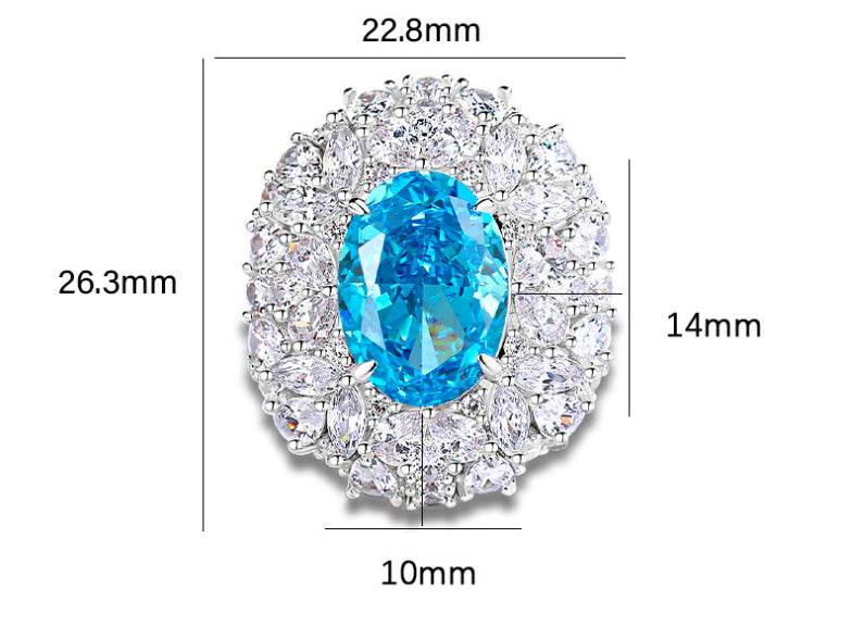 Oval cut huge Luxury 8A zircon gemstone ring 925 silver high carbon diamond - MOWTE