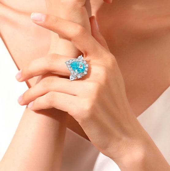 Pear cut huge Luxury 8A zircon gemstone ring 925 silver high carbon diamond - MOWTE