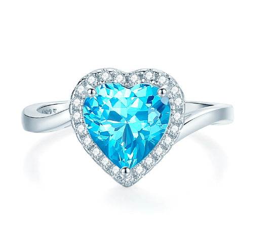 Heart cut huge Luxury 8A zircon gemstone ring 925 silver high carbon diamond - MOWTE