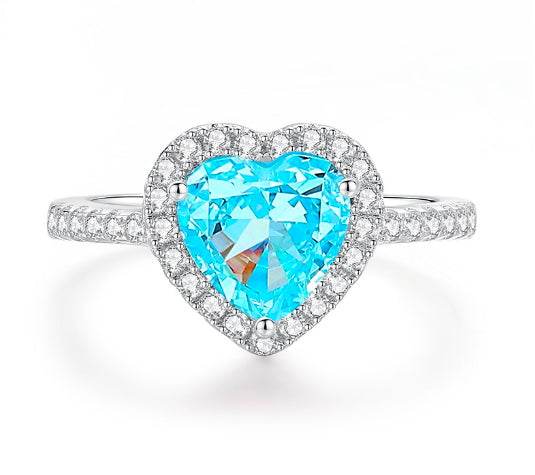 Heart cut huge Luxury 8A zircon gemstone ring 925 silver high carbon diamond - MOWTE