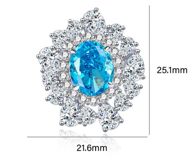 Oval cut huge Luxury 8A zircon gemstone ring 925 silver high carbon diamond - MOWTE