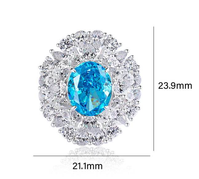 Oval cut huge Luxury 8A zircon gemstone ring 925 silver high carbon diamond - MOWTE