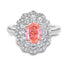 Padparadscha pink oval cut 925 sterling silver ring for women colored gemstones high carbon full diamond - MOWTE