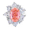 Oval cut padparadscha pink S925 sterling silver ring for women colored huge gemstones high carbon full diamond - MOWTE