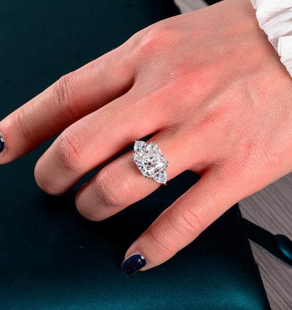 5 carat high carbon diamond ring ice flower cut luxury ring for women wedding ring s925 silver - MOWTE