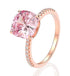925 silver 10*10mm high carbon diamond 5 carat fat square pink diamond ring engagement proposal wedding ring for women - MOWTE