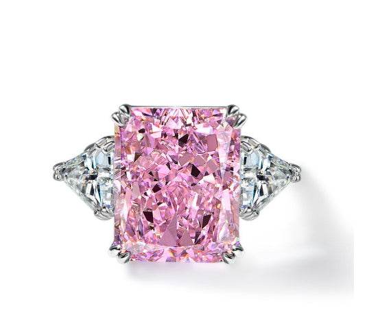 15 carat engagement ring 925 silver ring pink ice flower cut women's ring - MOWTE