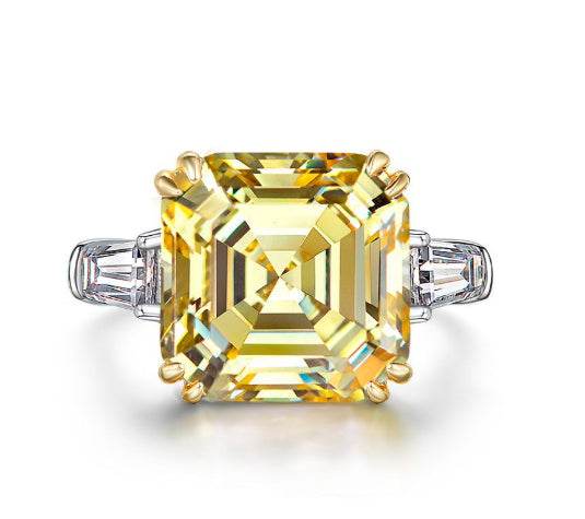 Luxurious square high carbon diamond 7 carat ring jewelry cushion cut wedding ring - MOWTE