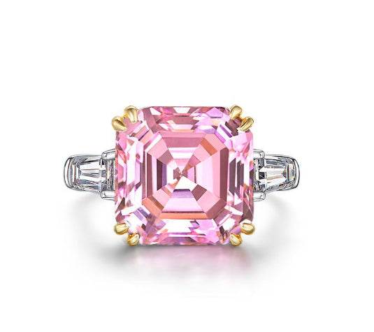 Luxurious square high carbon diamond 7 carat ring jewelry cushion cut wedding ring - MOWTE