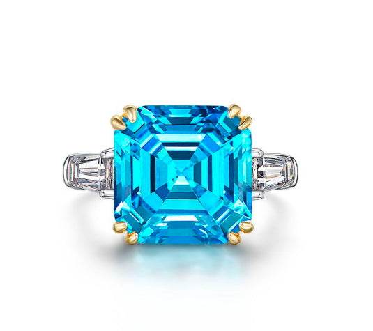 Luxurious square high carbon diamond 7 carat ring jewelry cushion cut wedding ring - MOWTE