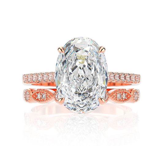 Hot selling flash high carbon diamond 4 carat ring set for couple wedding 9*13mm ice flower cut - MOWTE