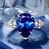 S925 silver pear cut 10*14 high carbon diamond 6 carat simple personality ring women's large diamond ring - MOWTE