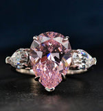 S925 silver pear cut 10*14 high carbon diamond 6 carat simple personality ring women's large diamond ring - MOWTE
