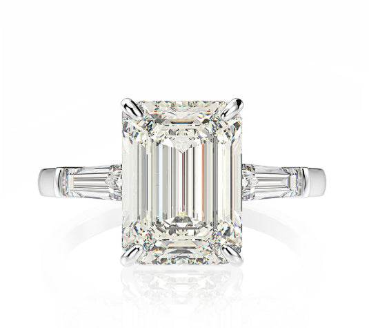 High-end G color diamond rectangular chamfered flat 8*11 high carbon diamond 4 carat super flash s925 silver ring - MOWTE