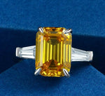 High-end G color diamond rectangular chamfered flat 8*11 high carbon diamond 4 carat super flash s925 silver ring - MOWTE