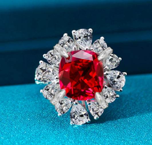 New 6 carat fat square 10*11 luxury full gemstone 925 sterling silver ring - MOWTE