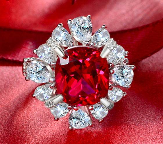 New 6 carat fat square 10*11 luxury full gemstone 925 sterling silver ring - MOWTE