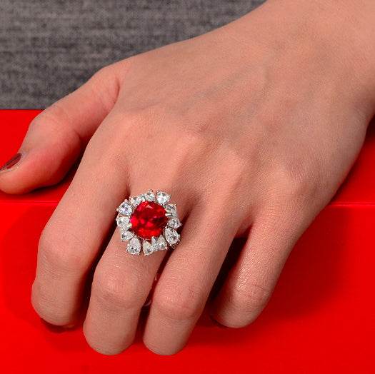 New 6 carat fat square 10*11 luxury full gemstone 925 sterling silver ring - MOWTE