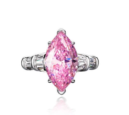 S925 silver high carbon diamond ring simple 3 carat marquise cut 8*14 women's ring - MOWTE