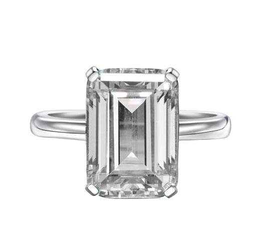 7 carat emerald cut simple and elegant rectangular flat 10*14 luxury high carbon diamond ring - MOWTE