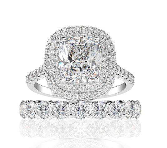 High carbon diamond ring for women 3 carats 8*9mm & fashionable luxury surround ring - MOWTE