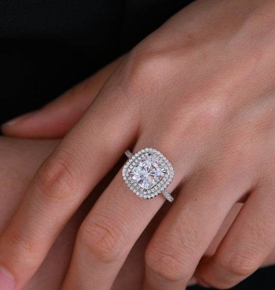 High carbon diamond ring for women 3 carats 8*9mm & fashionable luxury surround ring - MOWTE