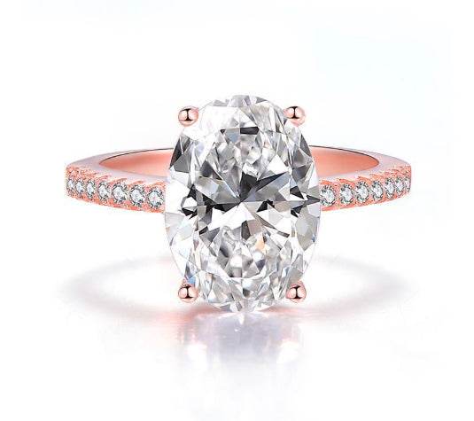 Hot selling flash high carbon diamond 4 carat ring set for couple wedding 9*13mm ice flower cut - MOWTE