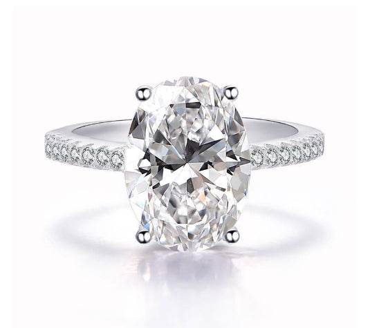 Hot selling flash high carbon diamond 4 carat ring set for couple wedding 9*13mm ice flower cut - MOWTE