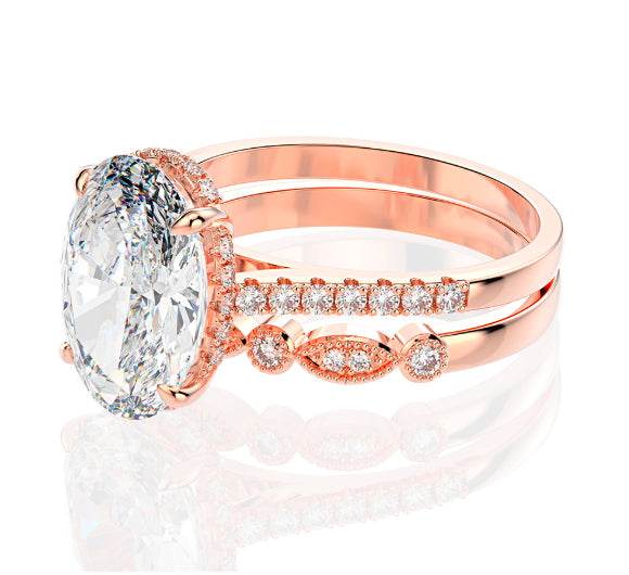 Hot selling flash high carbon diamond 4 carat ring set for couple wedding 9*13mm ice flower cut - MOWTE