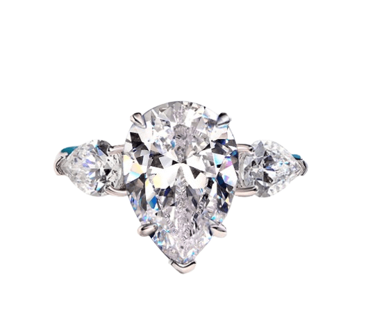 S925 silver pear cut 10*14 high carbon diamond 6 carat simple personality ring women's large diamond ring - MOWTE