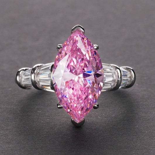 S925 silver high carbon diamond ring simple 3 carat marquise cut 8*14 women's ring - MOWTE