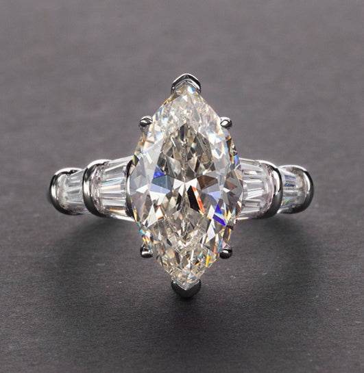 S925 silver high carbon diamond ring simple 3 carat marquise cut 8*14 women's ring - MOWTE
