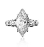 S925 silver high carbon diamond ring simple 3 carat marquise cut 8*14 women's ring - MOWTE