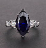 S925 silver high carbon diamond ring simple 3 carat marquise cut 8*14 women's ring - MOWTE