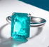 7 carat emerald ring 10*14 synthetic Paraiba simple women's ring - MOWTE