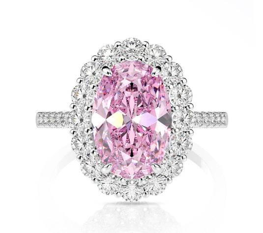 s925 silver 3 carat oval cut 8*12 high carbon diamond ring luxury banquet wedding diamond ring - MOWTE