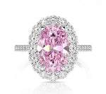 s925 silver 3 carat oval cut 8*12 high carbon diamond ring luxury banquet wedding diamond ring - MOWTE
