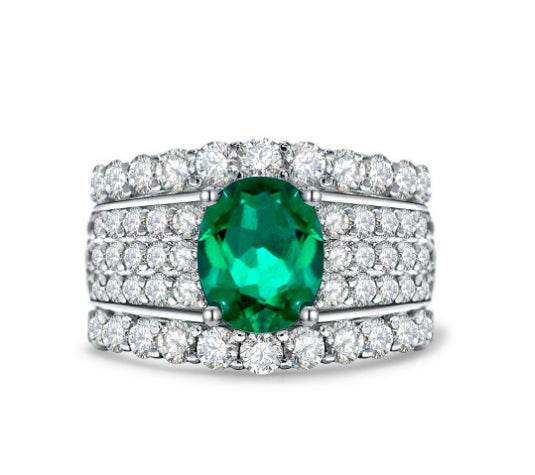 New sterling silver 2 carat high carbon diamond ring oval cut 7*9 luxury huge flash wide ring for women - MOWTE