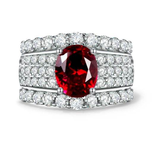 New sterling silver 2 carat high carbon diamond ring oval cut 7*9 luxury huge flash wide ring for women - MOWTE