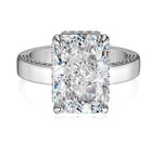 Super shiny cut 8*12 8A-CZ diamond 4 carat super flash s925 silver ring - MOWTE