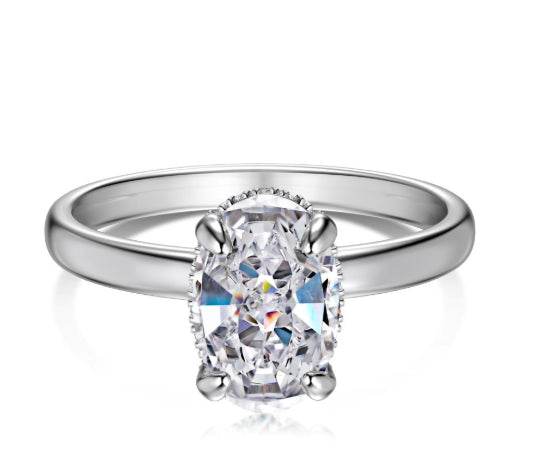 Super shiny cut oval shape 6*9mm 8A-CZ diamond super flash s925 silver stackable ring - MOWTE