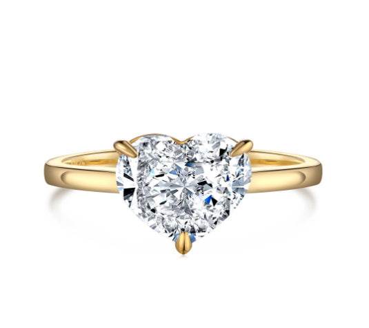 Super shiny heart cut 8A-CZ diamond super flash s925 silver fashion ring - MOWTE