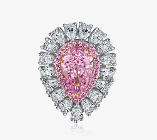 Luxurious full diamond 3 carat pear cut party popular 8*12 ring wedding engagement ring - MOWTE