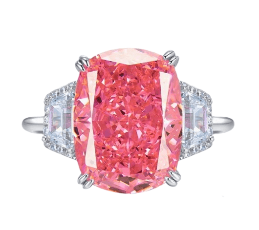 925 silver high carbon diamond ring 11*15 diamond pink luxury wedding ring - MOWTE