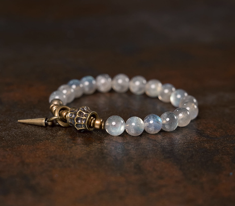 Personalized gray moonstone bracelet
