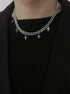 Pure silver Cuban necklace short collarbone chain trendy hip-hop cross pendant - MOWTE