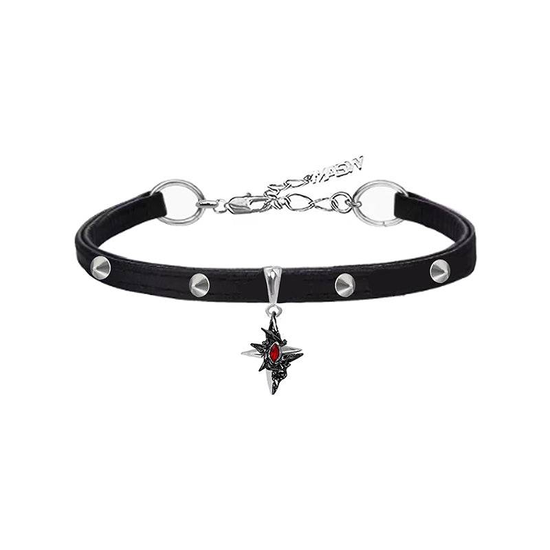 Original Design Thorn Series Sweet Cool Spicy Girl Crow Clavicle Chain Leather Collar Stacked Necklace - MOWTE