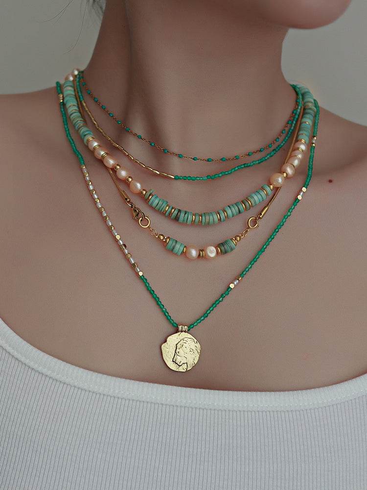 Original Green Shell Freshwater Pearl Necklace Women's Clavicle Chain Sweater Chain - MOWTE