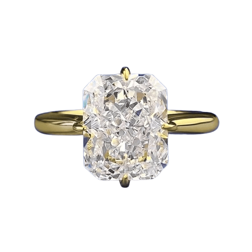 S925 Sterling Silver Gold-Plated High-Carbon Simulated Diamond 8x10mm White Ice-Cut Ring - MOWTE